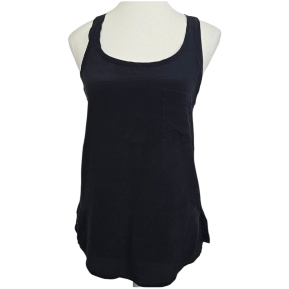 Club Monaco 100% Silk Black Sleeveless Blouse XS Minimalist Luxury Tank Top